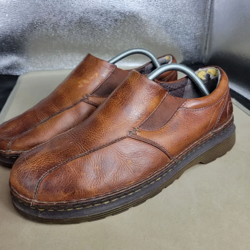 Dr Martens Shoes Mens Size 10 Brown Cognac Slip On Loafers Leather Boots Vintage
